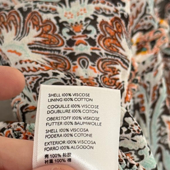 Anthropologie Paisley Print Faux Wrap Bohemian peasant top M - Picture 7 of 8